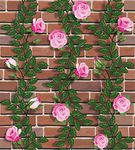 JAAMSO ROYALS Brown Brick with Pink Flowers and Leaves Self Adhesive, Peel and Stick Wallpaper for Wall décor and Home décor (18" x 118" = 15 sq.ft)