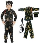 ShoppingPoint Unisex Kids Girls and Boys Cotton Special Ops Soldier Army Outfit Set - Perfect for Halloween, Cosplay, and Parties - Camouflage Uniform, Hat, and Accessories Included