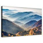 Foggy Mountain Wall Art Canvas Misty Forest Picture Wall Decor for Living Room Nature Landscape Painting Modern Artwork Framed American National Park Posters Bedroom Office Home Decorations 12x16