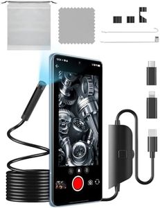 Endoscope Inspection Camera,1080P HD Endoscope Camera with Light,Endoscope with 8 LED Lights 16.4ft Semi-Rigid Snake IP67 Waterproof Endoscope Camera for iOS,Android phone with OTG,iPad