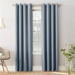 Sun Zero Barrow Energy Efficient Grommet Curtain Single Panel, 54" x 84", Vintage Blue