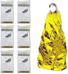 6 Pack Survival Blanket Outdoor Emergency Blanket Supplies, Emergency Blankets Mylar Thermal Blanket, Gigantic Space Blanket Survival Blankets Heavy Duty Camping Gear,Bug Out Bag (One Sided Gold)