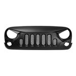 Angry Bird Style Front Grille for 2007-17 Jeep Wrangler JK - Matte Black Grill Grilles with Mesh