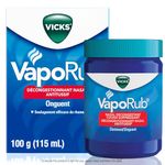 Vicks VapoRub Nasal Decongestant, Cough Suppressant, Relief from Cold, Aches, & Pains, Chest Rub Ointment, Original Scent, 100 g/115 mL