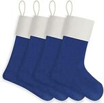 WANZELONYO Christmas Stocking 18 Inch 4 Pack Blue Hanging Xmax Personalized Stockings Bulk for Sublimation Blanks