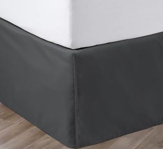 45cm(18") Drop King-Single Size Dark Grey Pleated Bed Skirt Split Corner Pleated Style Easy Fit Easy Care Fade & Wrinkle Resistant-Cotton Micorfiber Made