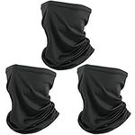 SUNLAND Neck Gaiter Bandana Face Mask UV Dust Protection Face Covering Elastic Face Scarf Mask 3Pack Black