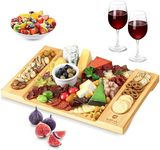 Royal Craft Wood Cheese Board and Knife Set - Charcuterie Board Set Unique Bamboo Cheese Board, Charcuterie Platter & Serving Tray