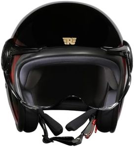 ROYAL ENFIELD MLG Jet NEO Open FACE Helmet | Made Like A Gun- ISI & DOT Certified | High Impact Grade Thermoplastic & High Density EPS Liner for Superior Impact Protection Black & RED (XL) 62CM