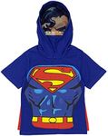 DC Comics Little Boys' Superhero Costume Tee with Mask and Cape, Superman Blue, 4T