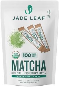 Jade Leaf Matcha Organic Ceremonial Grade Green Tea Powder - Bulk Matcha Single Serve Stick Packs - Authentic Japanese Origin (100 Count Single Serve Stick Pack Box)