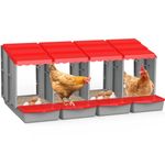 DETODDA Chicken Nesting Boxes, Nesting Boxes for Chickens, Roll Away Chicken Nest Box for Laying Eggs, Chicken Laying Boxes with egg roll out with Perch Eggs Protected Collection Area, Red 4 Boxes