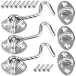 Gate Hook and Eye Latch - 3 Pack 75mm/3inch Door Latch Hook - Stainless Steel Cabin Hooks Solid Barn Door Hook and Eye Latch Swivel Window Hook for Garage Sliding Door Bedroom and Bathroom(Silver)