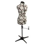 Sewing Online Adjustable Dressmakers Dummy, in a Grey Hollyhock Fabric with Hem Marker, Dress Form Sizes 10 to 16 - Pin, Measure, Fit and Display your Clothes on this Tailors Dummy - 5901A