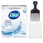 Superhairpieces Afro Comb with Dial Bar Soap and Soap Mesh Bag, Deodorant Body Wash, Moisture Balance, Pack of 12 (White Bar), 3 Pieces Set Combo