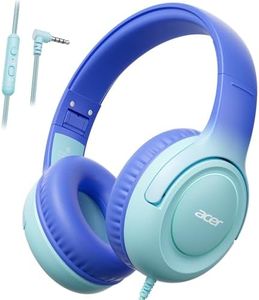 acer Kids Headphones - 85/94dB Volume Limiter, Foldable Wired Over Ear Headphones for Travel, 3.5mm Jack, Toddler Headphones for School, Travel, iPad, Tablet, Blue Gradient
