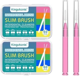 Kingbzis 120 Count Interdental Brushes,Braces Brush for Cleaner Bristles 360° Bendable Between Teeth Floss Picks for Braces Oral Cleaning (Pink,Extra Tight Teeth)