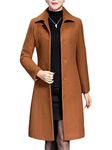 Jenkoon Women's Wool Trench Coat Winter Long Thick Overcoat Walker Coats, Caramel, M