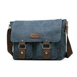 FANDARE Vintage Crossbody Bag Unisex Canvas Messenger Bag 7.9 inch Tablet Satchel Bag Travel Shoulder Bag Working Bag Bookbag Briefcase for Men and Women Blue