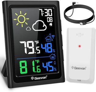 Geevon Indoor Outdoor Thermometer Wireless Weather Station with Color Display, Digital Hygrometer Temperature Humidity Monitor with Alarm Clock and Backlight