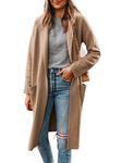 Yousify Cardigan for Women 2023 Open Front Knit Fall Sweaters with Pockets Coatigan Lapel Blazer Coats, Light Tan, Large