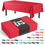 12-Pack Premium Plastic Tablecloth 54in. x 108in. Rectangle Table Cover - Red