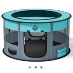 Dog Playpen Puppy Play Pen Indoors Pet Crate Small Dog Cage Portable Foldable Cat Kennel for Kitten Hamster Rabbit Bunny Guinea Pig with Collapsible Food Bowl Carrying Case