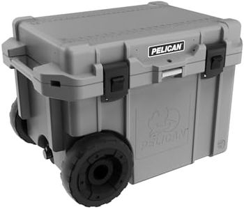 Pelican 45QT Elite Wheeled Cooler (Dark Grey/Black) | 34 Can Capacity with Ice | 7 Day Ice Retention | Built-in Bottle Opener | Guaranteed for Life