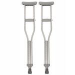 PCP Mobility & Homecare Aluminum Adjustable Standard Crutches with Tips, Handgrips and Underarm Pads, Silver/Grey, Youth/Junior