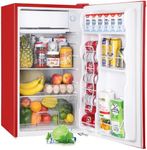 Upstreman 3.2 Cu.Ft Mini Fridge with Freezer, Single Door, Dorm Fridge, Adjustable Thermostat, Refrigerator for Dorm, Office, Bedroom, Red-BR321