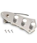 LAMSAM 𝙋𝙧𝙚𝙬𝙞𝙧𝙚𝙙 𝘾𝙤𝙣𝙩𝙧𝙤𝙡 𝙋𝙡𝙖𝙩𝙚 for Jazz Bass Guitar, Loaded Guitar Control Board Wired with Alpha Potentiometers Full Contact Output Jack, As Luthier's Replacement Parts, Chrome-02