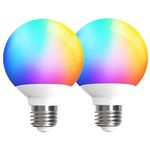 iLC LED Globe Alexa Light Bulbs E27, G80 6W Smart Light Bulb Colour Changing Light Bulb Warm White 2700K +RGB, Edison Screw (2 Pack)