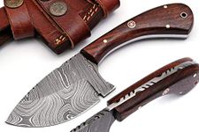 Grace Knives Handmade Hunting Knives Damascus Steel Fix Blade Skinning Knife 7 Inches with Leather Sheath G-165 (Wood)