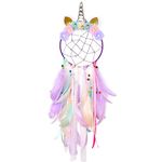 QtGirl Dream Catchers for Kids Unicorn Dream Catcher Feather Wall Décor for Girls Bedroom Flower Wall Hanging Decoration Flower Dream Catcher