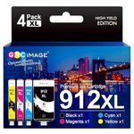 GPC Image 912XL 3YP34AE High Yield Multipack Ink Cartridge Replacement for HP 912 XL Compatible for OfficeJet 8010 8012 8014 8015 OfficeJet Pro 8022 8023 8024 Printer(Black/Cyan/Magenta/Yellow)