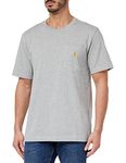 Carhartt Men's Relaxed Fit Heavyweight Short-Sleeve K87 Pocket T-Shirt, Heather Grey, L