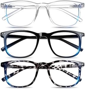 Blue Light Blocking Glasses, Blue Blocker Computer Glasses for Men Women, Anti Glare 400 UV & Eye Strain Fake Square Glasses, Black + Leopard + Transparent, 0.00X