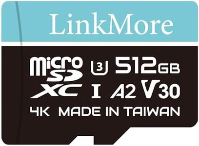 LinkMore 512GB Lite Micro SD Card, A2, UHS-I, U3, V30, Class 10 Compatible, Read Speed Up to 100 MB/s, Write Speed Up to 85 MB/s, SD Adapter Included