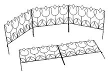 Woodside Decorative Tulip Style Garden Border Lawn Edging Steel Fence, 2.3m Total Length (pack of 5)