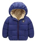 Happy Cherry Girls Down Jacket Long Sleeve Thick Warm Winter Hooded Coat Light Weight Outerwear Dark Blue 4-5T