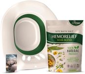 Fivona 2-in-1 Sitz Bath Soak Kit Over The Toilet Seat with Epsom Salt Blend with Essential Oils for Hemorrhoids and Postpartum Care Ideal for Perineal Soaking and Fast Irritation Relief