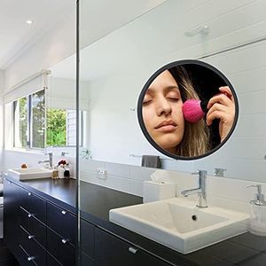 Frafuo Shower Mirror for Shaving-Diameter 195MM Small Mirror for Wall with Silicone Grip Technology-Black Mirror for Bathroom-Wall Mounted Makeup Mirror