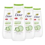 Dove Refreshing Body Wash for renewed, healthy-looking skin Cucumber & Green Tea gentle body cleanser refreshes and hydrates dry skin 325 ml (Pack of 4)