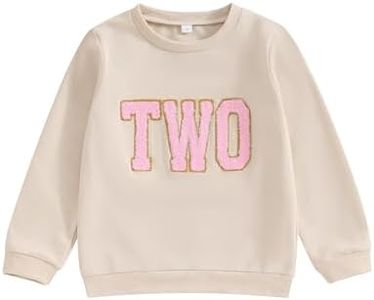 Lamuusaa Toddler Baby Girl Boy Birthday Outfit One/Two/Three/Four/Five/Six Embroidery Sweatshirt Shirts Birthday Gift