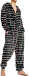 Ekouaer Mens Onesie Christmas Hoodie Fleece One Piece Pajamas Zipper Up Flannel Adult Pjs S-XXL Christmas Light Strips M