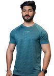 ATHLETE Men's Round Neck Slim fit Gym & Active Wear Sports T-Shirt for Workout, Running & Casual Wear | Green - Medium Size