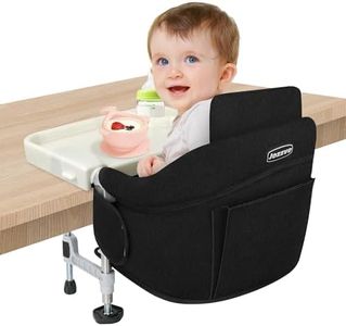 Hook On High Chair: Portable Travel High Chair with Backrest Board for Baby and Toddler, Foldable Clip on High Chair with Removable Dining Tray and Storage Carrying Bag for Indoor Outdoor (Black)