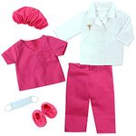 Sophia’s 6 Piece Baby Dolls Clothes Set, 18" Baby Doll Doctor Scrubs and Lab Coat Outfit Set with Accessories, Pink/White, Doll Not Included