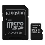 Kingston SDC10G2/16GB 16 GB UHS Class 1/Class10 microSDHC UHS-I Flash Memory Card (microSDHC to SD Adapter Included), Black