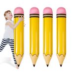 4pcs Large Jumbo Inflatable Pencils, 27 Inch Giant Pencil Balloons Blow Up Back to School Decoration for Kids Classroom Prizes First Day of School Party Favors Graduation Supplies Photo Props Birthday